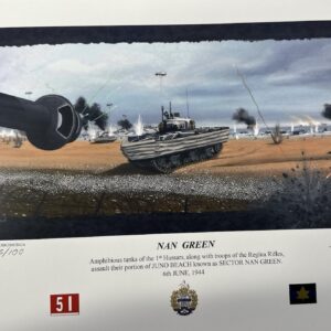 Print of tanks on beach