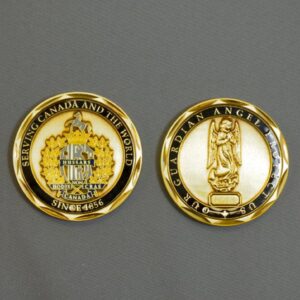 Front and back, gold regimental coin